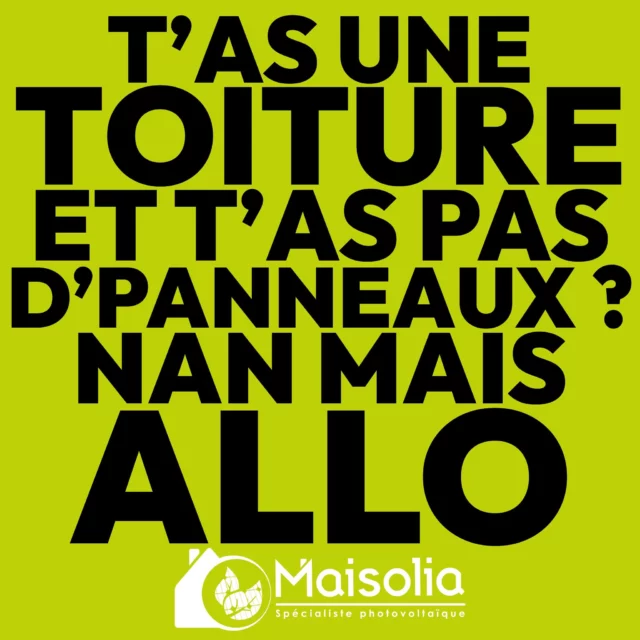 Il fait 300 jours de soleil par an, ta maison a un super toit et tu paies toujours ta facture d'énergie au prix fort ? 😱

📉 Pendant ce temps, des milliers de foyers réduisent leur dépenses, gagnent en autonomie énergétique et valorisent leur bien immobilier grâce au solaire.

👉 Et toi, tu attends quoi pour passer à l'énergie renouvelable avec @maisolia_agen ?
📍 Étude gratuite, installation sur mesure, accompagnement complet et un service client ⭐⭐⭐⭐⭐ (4,8/5 sur + de 300 avis Google)

💬 C'est simple, c'est facile et on t'explique tout ☀️

📞  Allo Maisolia au 05 53 77 97 49 ou sur www.maisolia.com